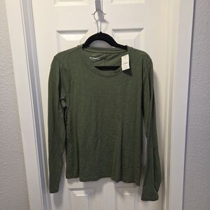 J. Crew Factory Forest Green Girlfriend Long Sleeve Tee